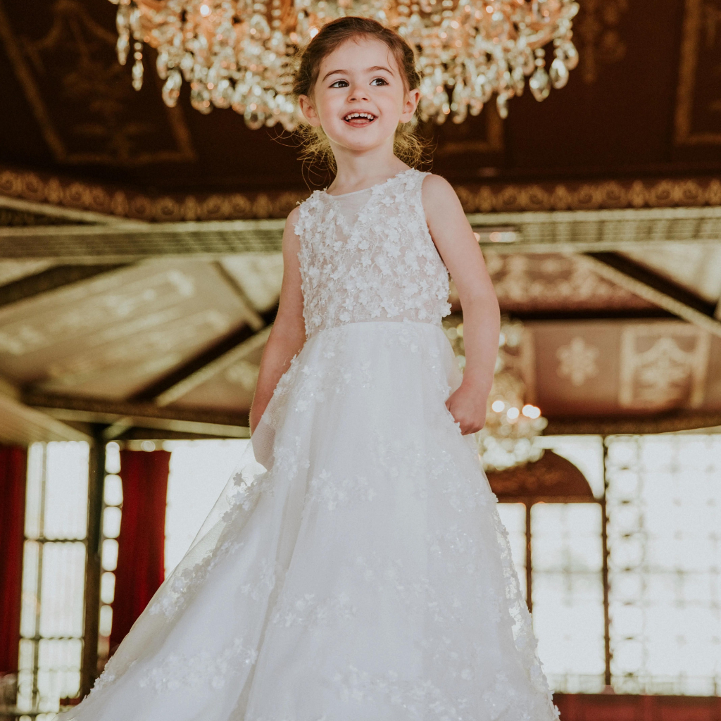 une petite fille en robe de princesse