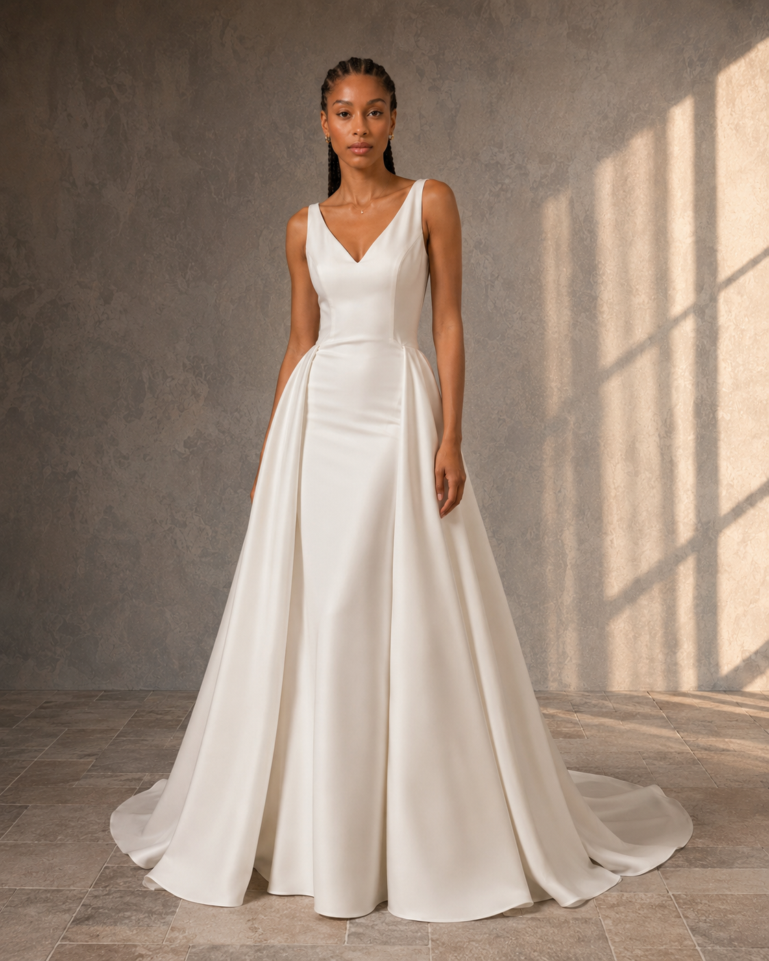 CLARISSE - SURJUPE CLAUDIE femme dans une robe de mariée sirène glamour et sa surjupe assortie