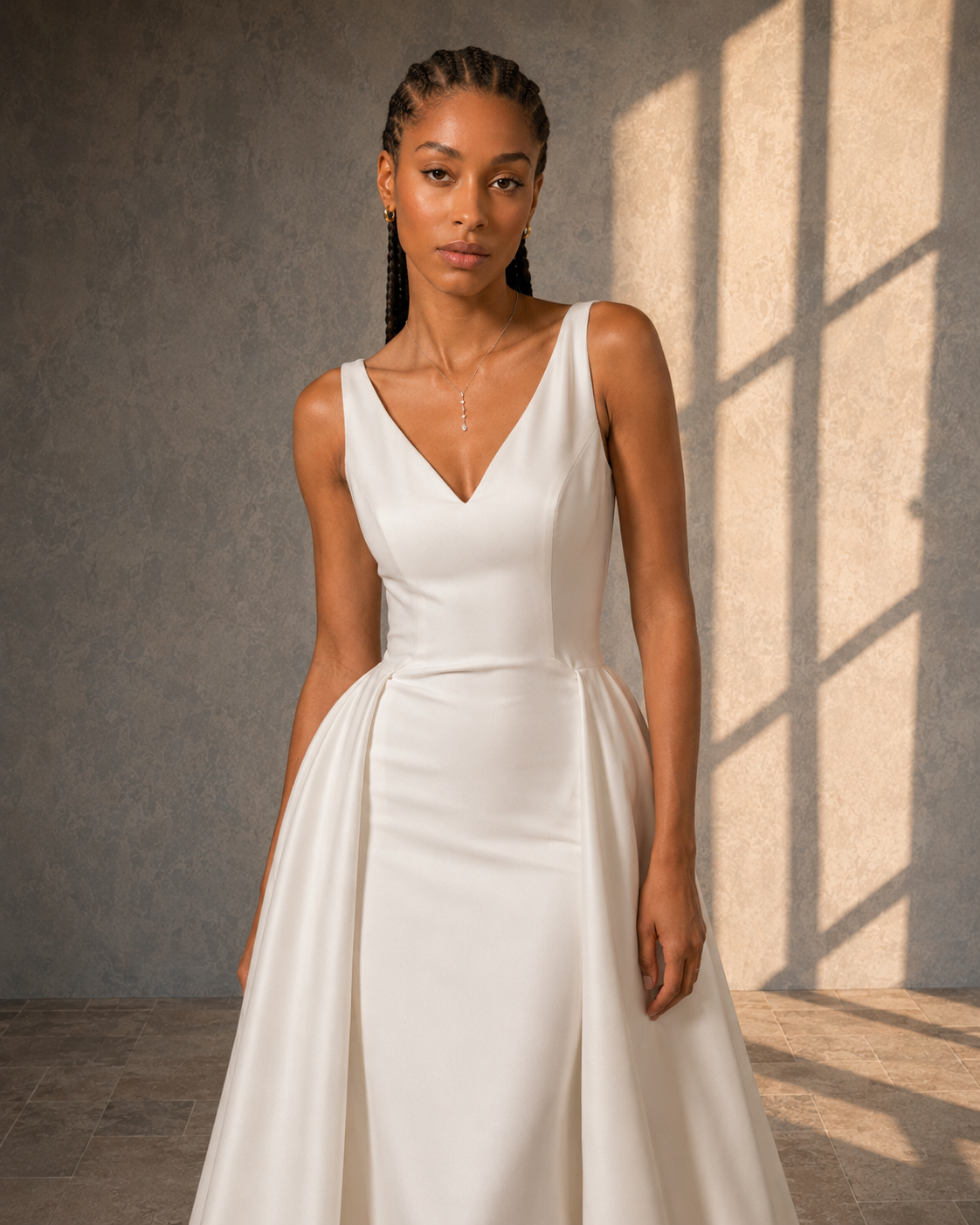 CLARISSE - SURJUPE CLAUDIE femme dans une robe de mariée sirène glamour et sa surjupe assortie