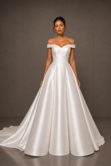 femme dans une robe de mariée princesse en mikado