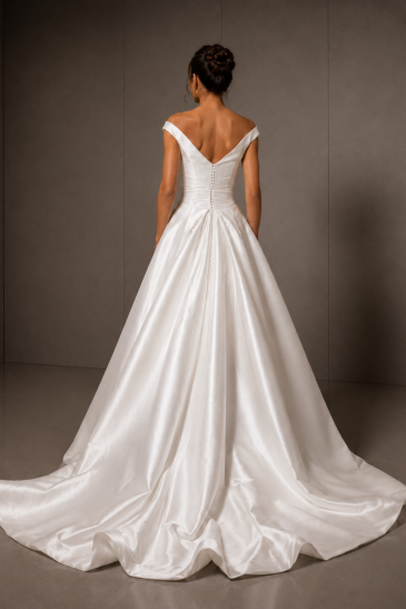 femme dans une robe de mariée princesse en mikado
