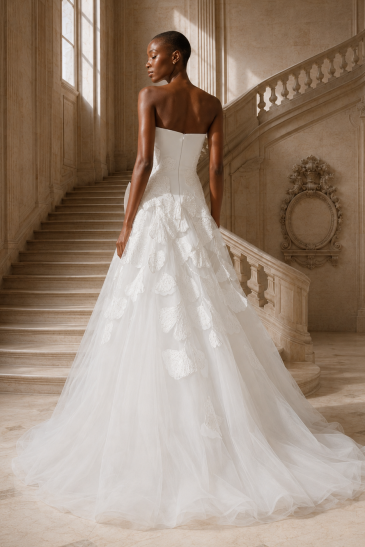 femme dans une robe de mariée princesse dans un château