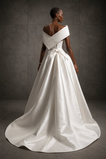 femme dans une robe de mariée princesse élégante en mikado