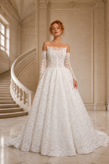 femme dans une robe de mariée princesse dans un château