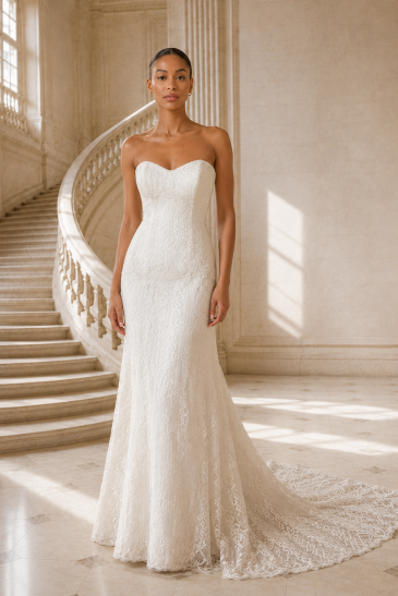 femme dans une robe de mariée sirène dans un château