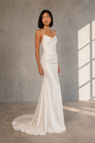 femme dans une robe de mariée sirène glamour