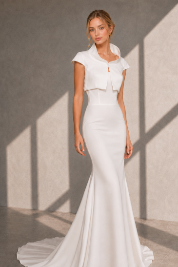 femme dans une robe de mariée sirène glamour