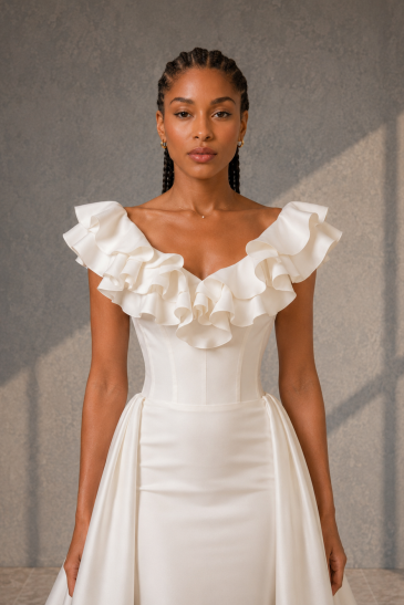 femme dans une robe de mariée sirène glamour