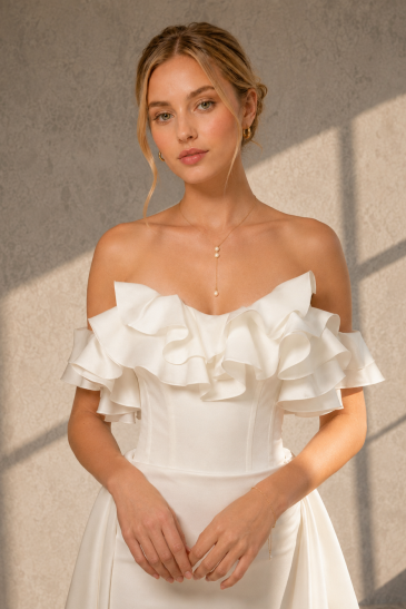 femme dans une robe de mariée sirène glamour