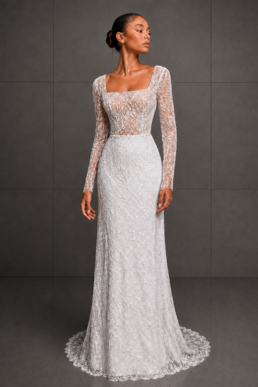 femme dans une robe de mariée A-line bohème