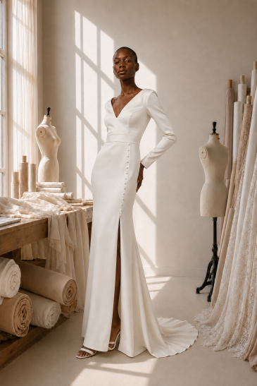 femme dans une robe de mariée sirène élégante