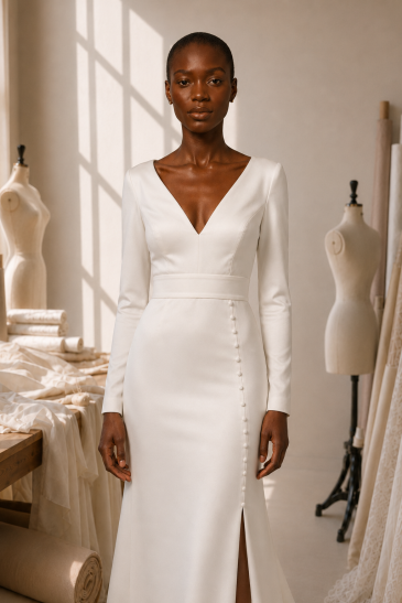 femme dans une robe de mariée sirène élégante