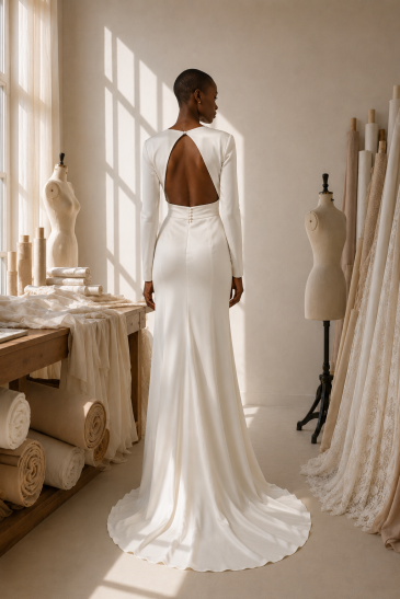 femme dans une robe de mariée sirène élégante