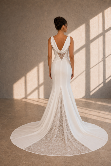 femme dans une robe de mariée sirène glamour brillante