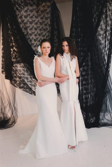 femmes dans des robes de mariée sirène élégante et glamour