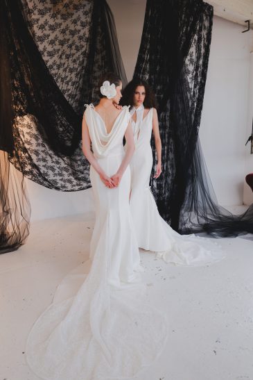 femmes dans des robes de mariée sirène élégante et glamour