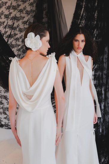 femmes dans des robes de mariée sirène élégante et glamour