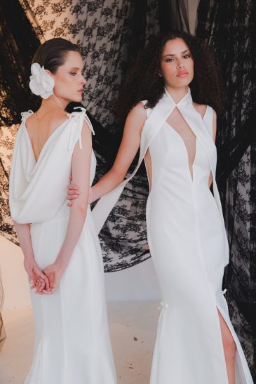 femmes dans des robes de mariée sirène élégante et glamour