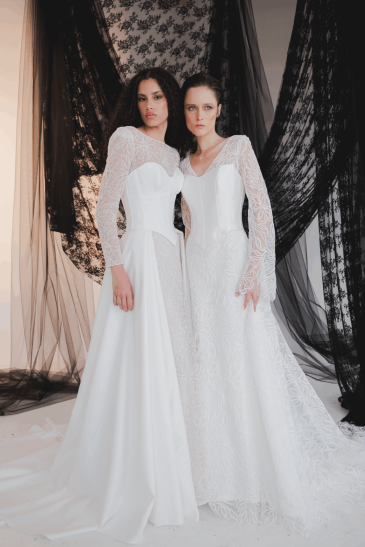femmes dans des robes de mariée sirène élégante et glamour