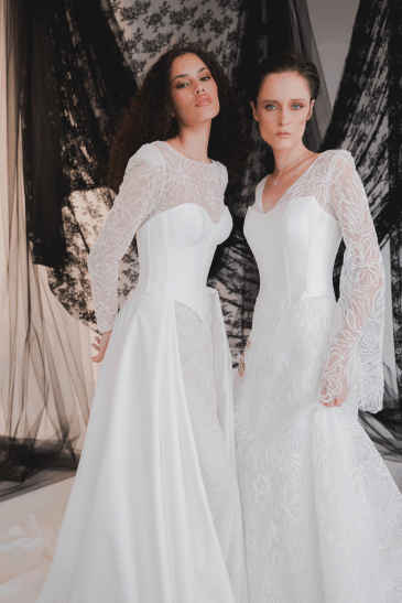 femmes dans des robes de mariée sirène élégante et glamour