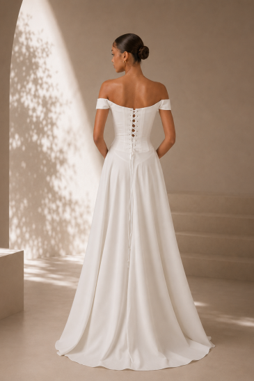 femme avec une tenue de mariage civil pantalon moderne